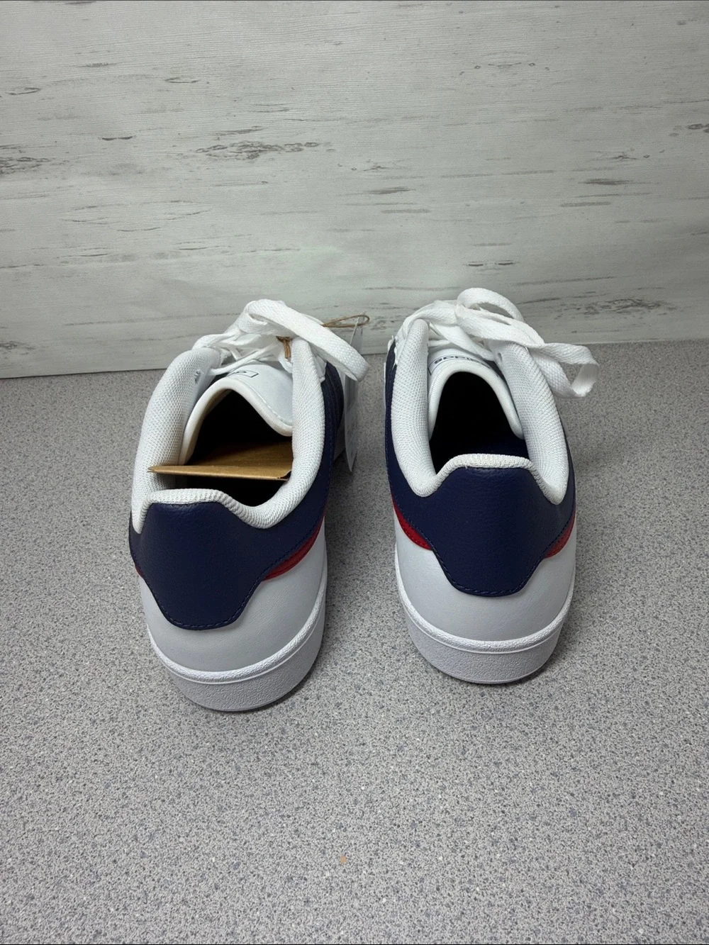 adidas White Navy Red Low-Top Sneakers — Classic 3-Stripes